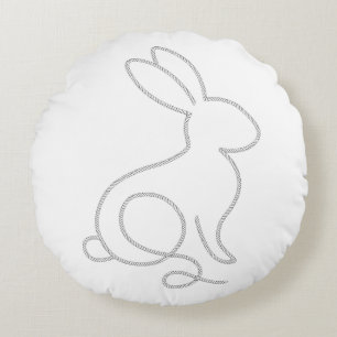 Rope Bunny Rabbit Minimal Modern Design Round Cushion