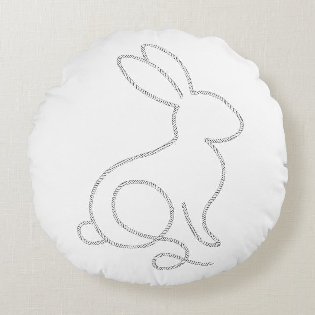 Rope Bunny Rabbit Minimal Modern Design Round Cushion (Front)