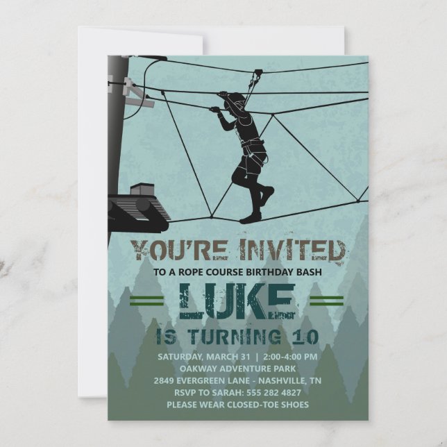 Rope Course Birthday Party Invitation (Front)