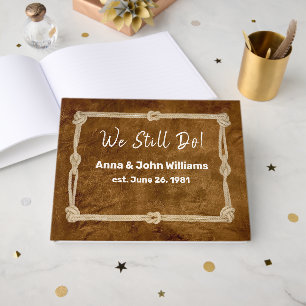 Rope Frame On Brown Leather Guest Book