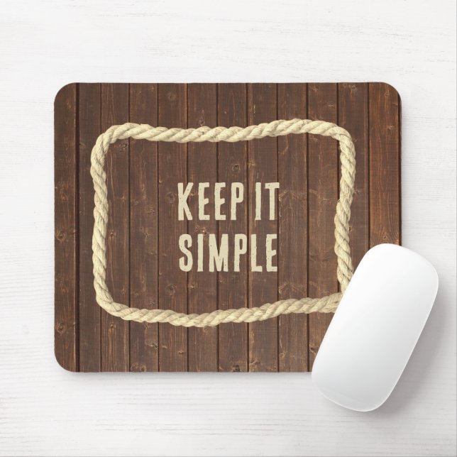 Rope Frame On Teak Wood With Quote Mouse Mat (With Mouse)