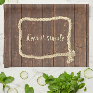 Rope Frame On Teak Wood With Quote Tea Towel