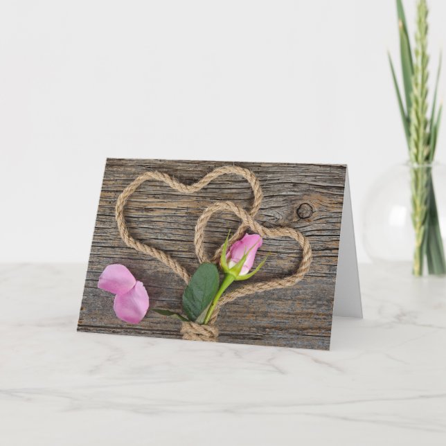Rope Heart and Rose Anniversar Card (Front)