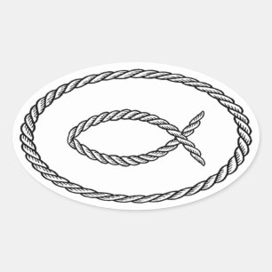Rope Ichthus Euro Style Oval Sticker