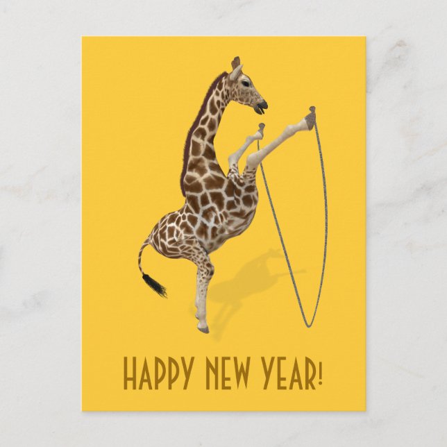 Rope Jump Workout Giraffe Holiday Postcard (Front)