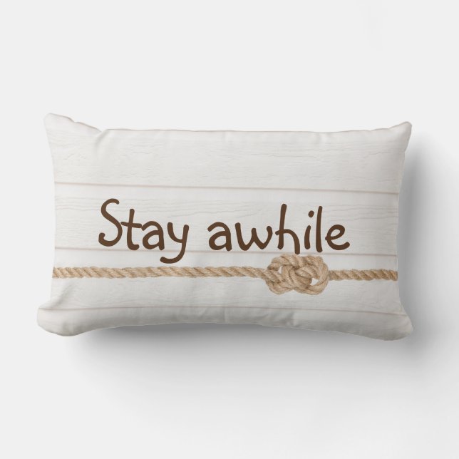 Rope Knot On Whitewashed Wood  Lumbar Cushion (Front)