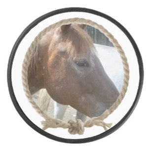 Rope lasso circle frame custom photo design hockey puck