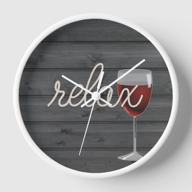 Rope Relax Text On Wood with Wine Clock (Front)