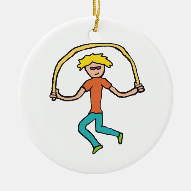 Rope Skipping Ceramic Tree Decoration (Front)