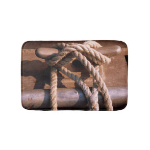 Rope Tied To A Boat Tie Bath Mat