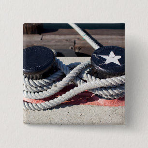 Rope Tied To Two Bollards 15 Cm Square Badge