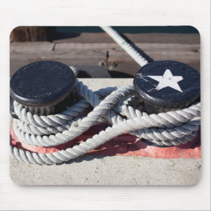 Rope Tied To Two Bollards Mouse Mat