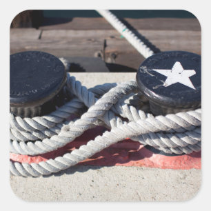 Rope Tied To Two Bollards Square Sticker