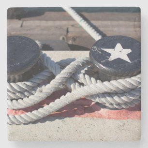 Rope Tied To Two Bollards Stone Coaster