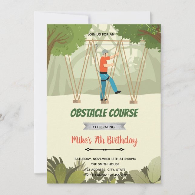 Rope walking obstacle course invitation (Front)