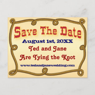 Rope western save the date announcement postcard