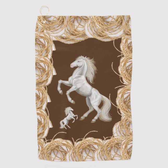 Rope White Horse Golf Towel (Front)