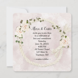 Rope Wreath and Hydrangea Bouquets Invitation