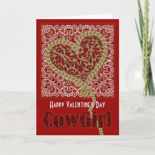 Roped My Heart Cowgirl Valentine Holiday Card