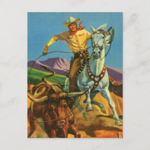 Roping a Steer Postcard