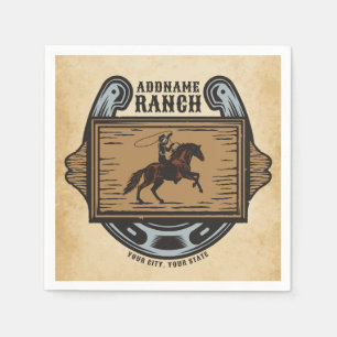Roping Cowboy ADD NAME Western Family Horse Ranch Napkin
