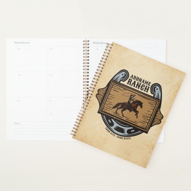 Roping Cowboy ADD NAME Western Family Horse Ranch Planner (Display)
