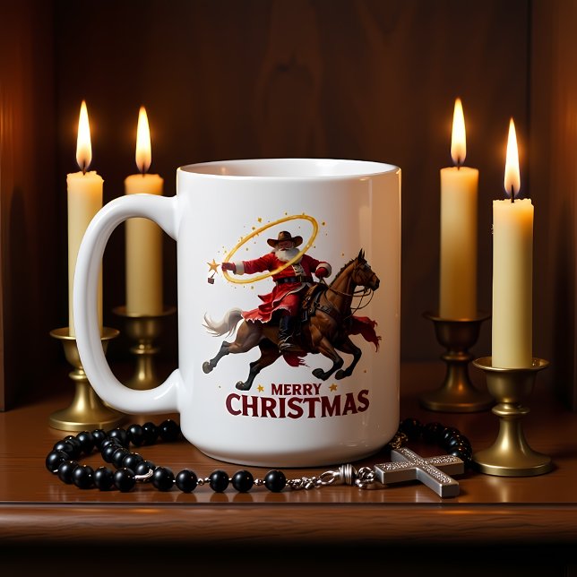 Roping Cowboy Christmas Rider Coffee Mug (Creator Uploaded)