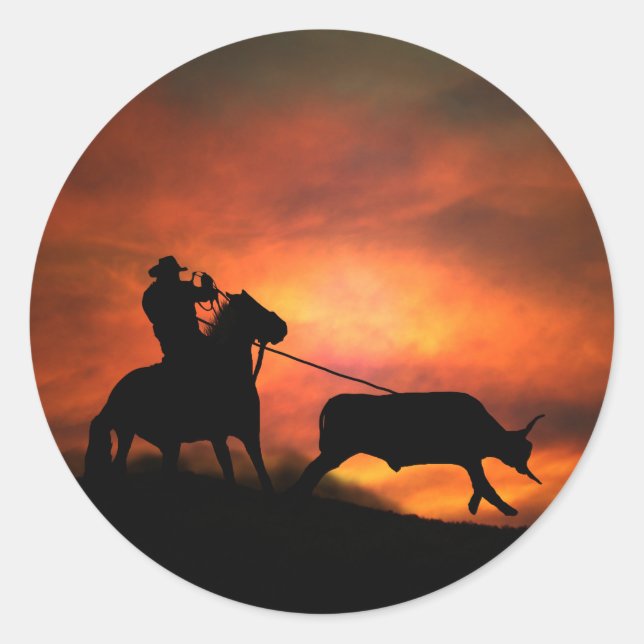 Roping Cowboy Stickers (Front)