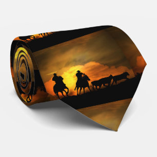 Roping Cowboys Roundup Steers Country Western Tie