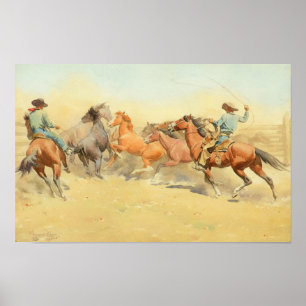 Roping Horses by Maynard Dixon Poster