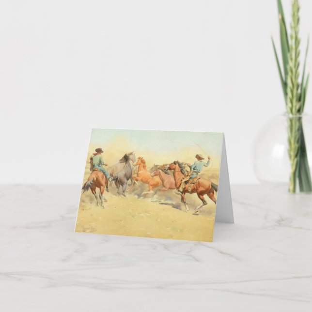 Roping Horses by Maynard Dixon Thank You Card (Front)