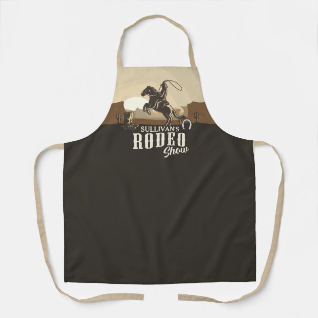 Roping Roundup Cowboy Rodeo Show Personalised Apron (Front)