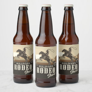 Roping Roundup Western Rodeo Show Personalised Beer Bottle Label