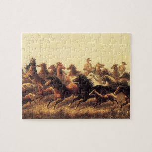 Roping Wild Horses by James Walker Jigsaw Puzzle