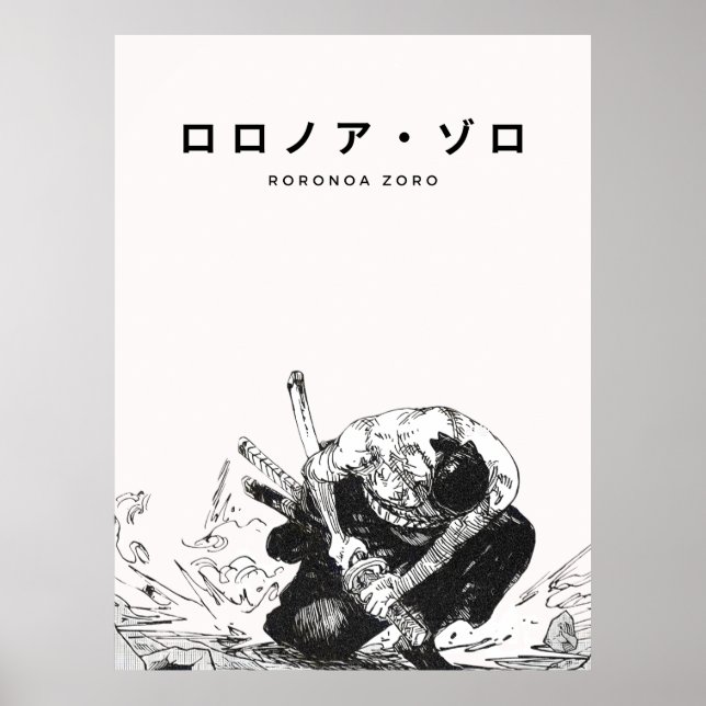 Roronoa Zoro Manga Art – Anime, Vintage Poster (Front)