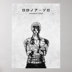 Roronoa Zoro One Piece Minimalist Manga Poster