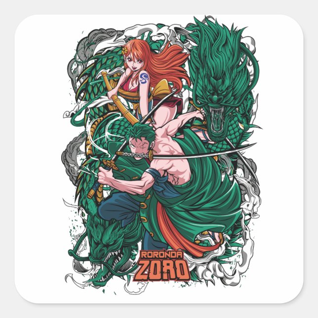Roronoa Zorro One Piece Square Sticker (Front)