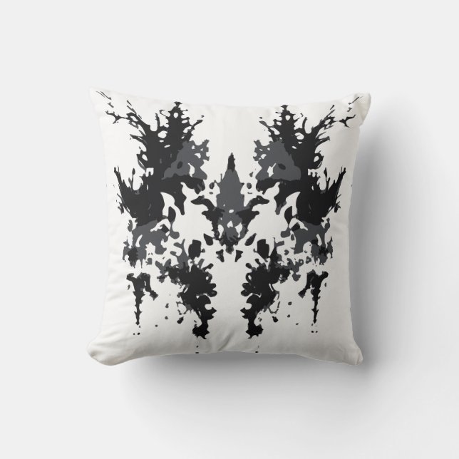Rorschach inkblot Design Black Grey White Cushion (Front)