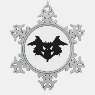 Rorschach Inkblot Snowflake Pewter Christmas Ornament