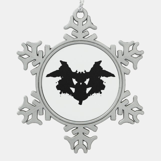 Rorschach Inkblot Snowflake Pewter Christmas Ornament (Front)