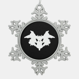 Rorschach Inkblot Snowflake Pewter Christmas Ornament