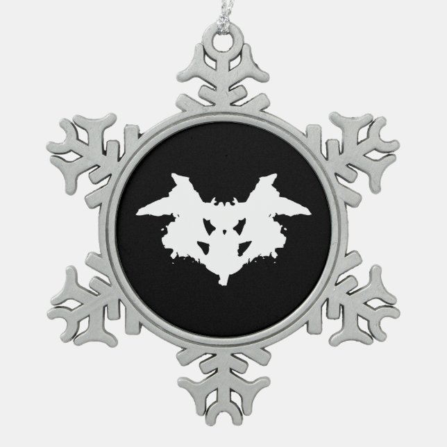 Rorschach Inkblot Snowflake Pewter Christmas Ornament (Front)