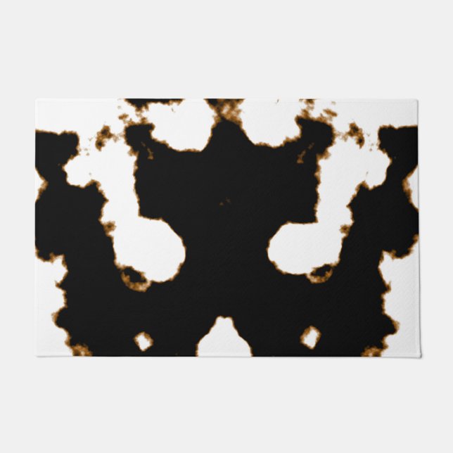 Rorschach Test of an Ink Blot Card on White Doormat (Front)