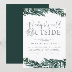 RORY Baby Its Cold Outside Winter Pine Baby Shower Invitation