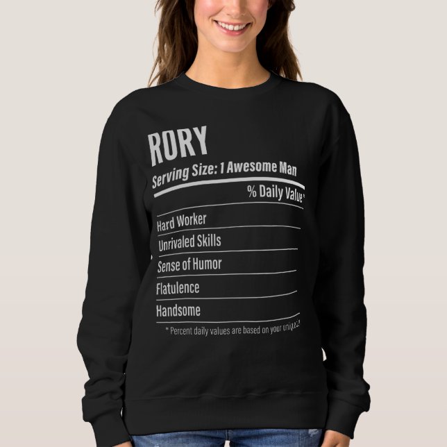 Rory Serving Size Nutrition Label Calories Sweatshirt (Front)