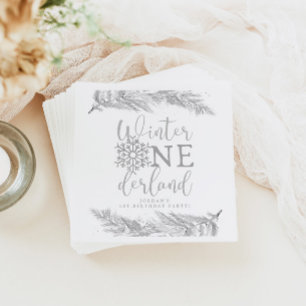 RORY Silver Winter OnderLand 1st Birthday Party Napkin