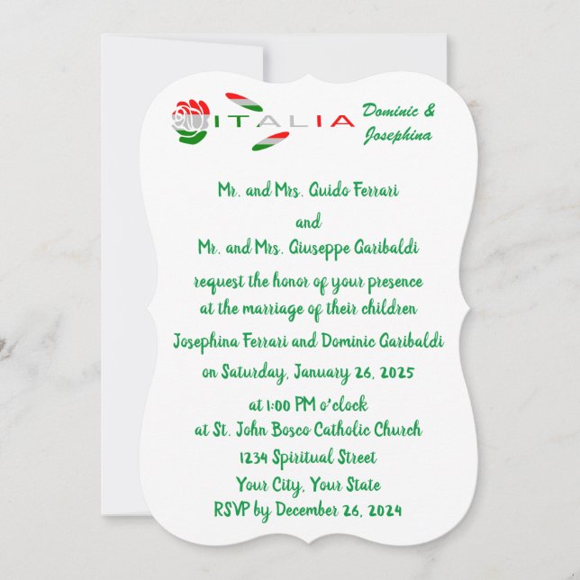 rosa bandiera italiana Italia Invitation (Front)