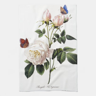 Rosa Bengale - Pierre Joseph Redouté. Tea Towel