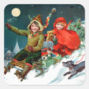 Rosa C. Petherick: Christmas Shopping Square Sticker