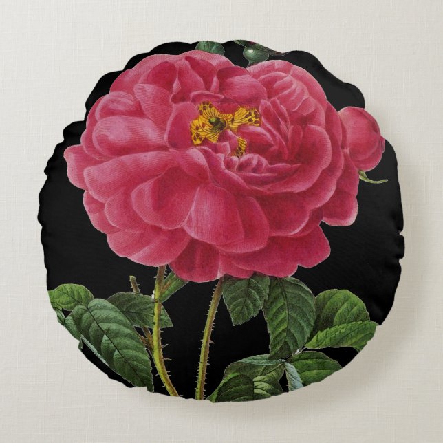 Rosa Gallica Round Cushion (Front)